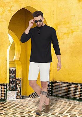 Black Solid Art Silk Kurta For Men