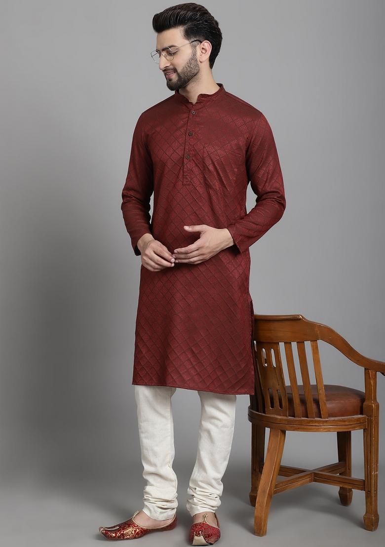 Green Hand Embroidered Cotton Kurta For Men