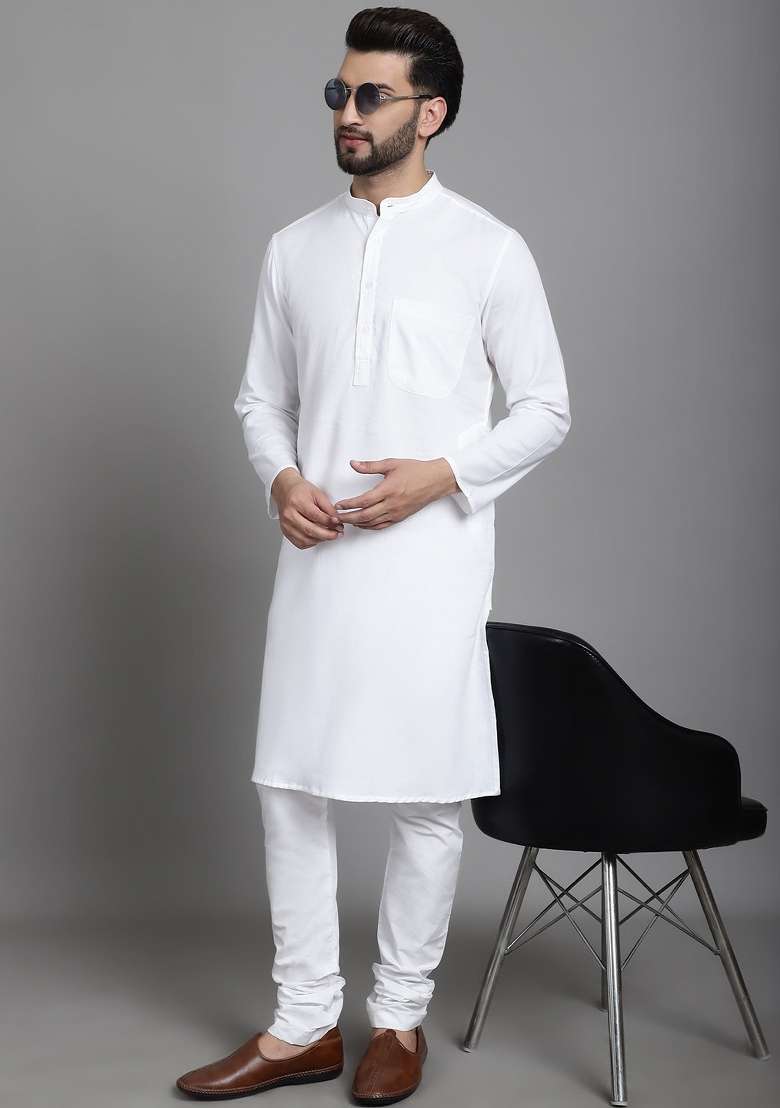 Purple Hand Embroidered Cotton Kurta For Men - Indya