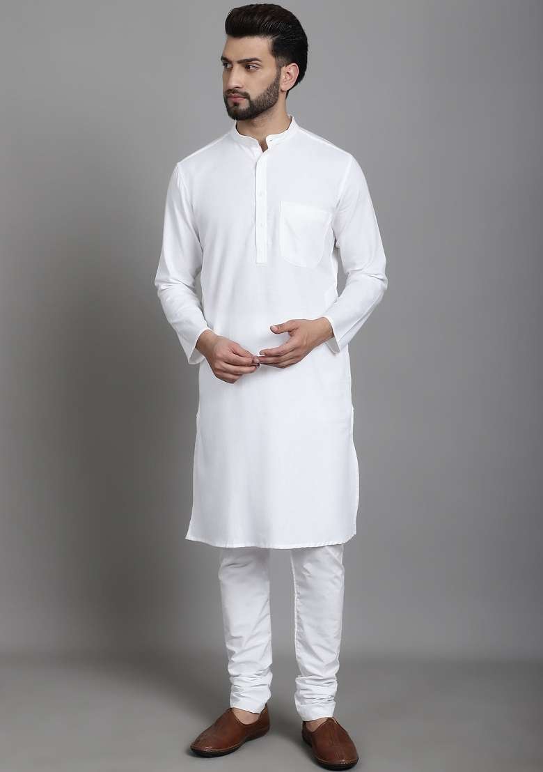 Purple Hand Embroidered Cotton Kurta For Men - Indya