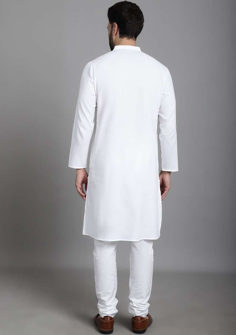 Purple Hand Embroidered Cotton Kurta For Men - Indya