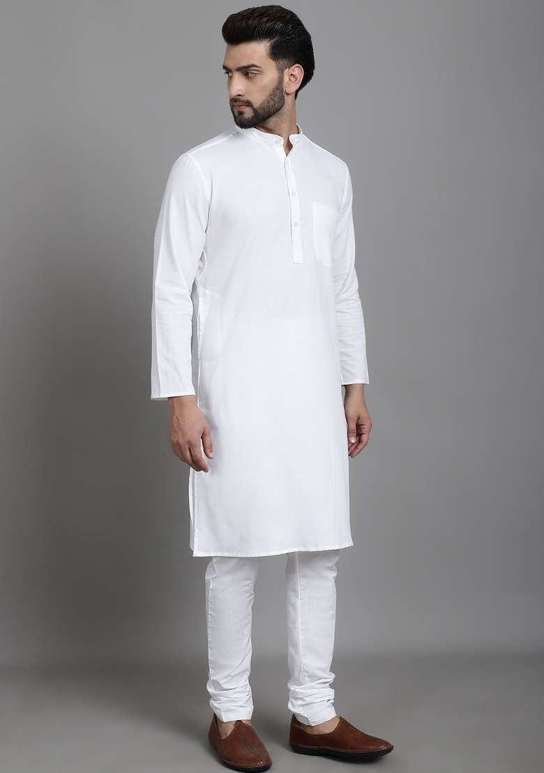 Purple Hand Embroidered Cotton Kurta For Men - Indya