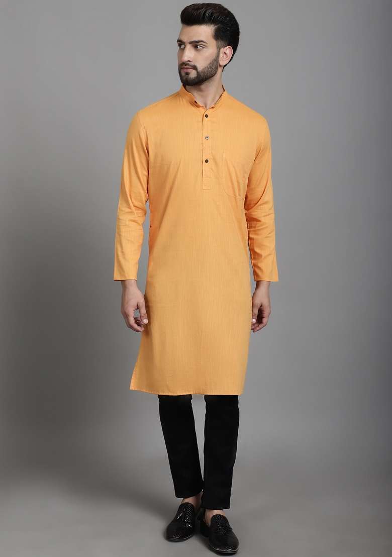 Blue Hand Embroidered Cotton Kurta For Men - Indya