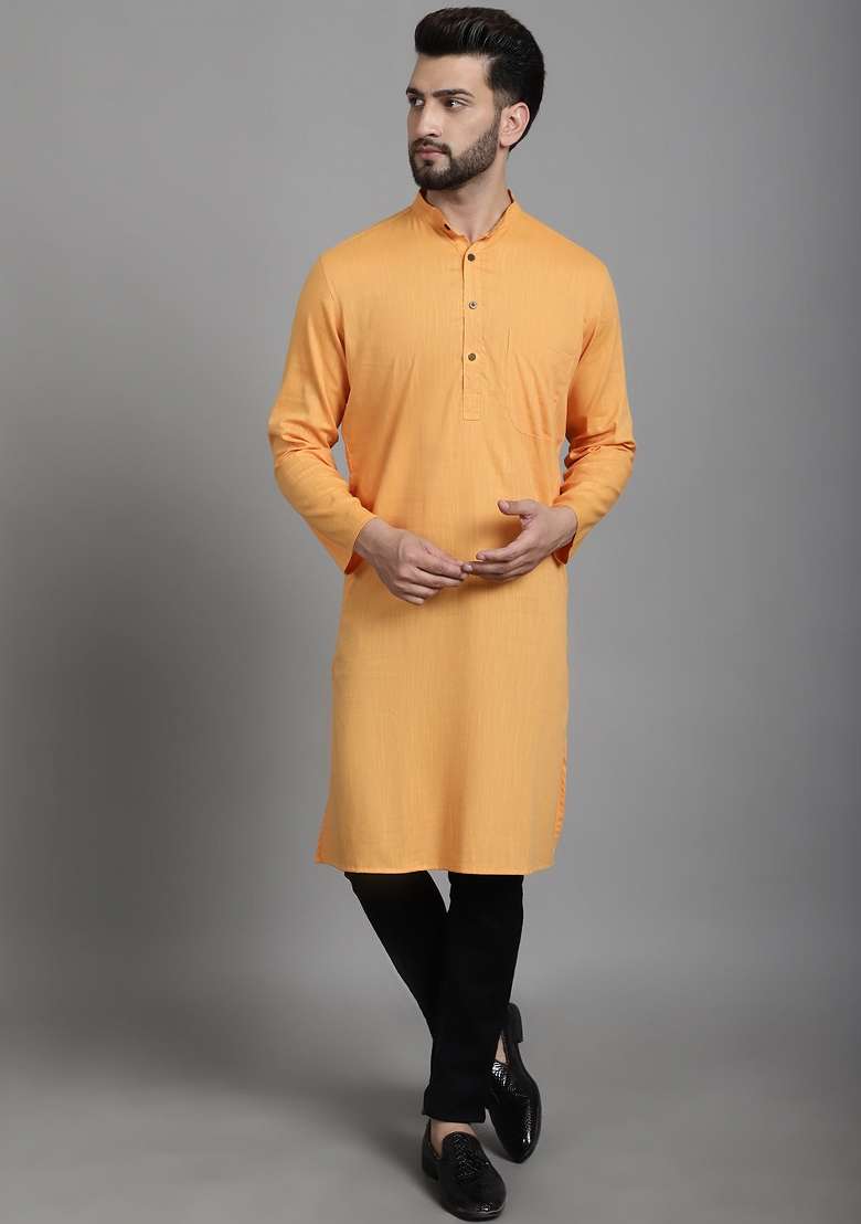 Blue Hand Embroidered Cotton Kurta For Men - Indya