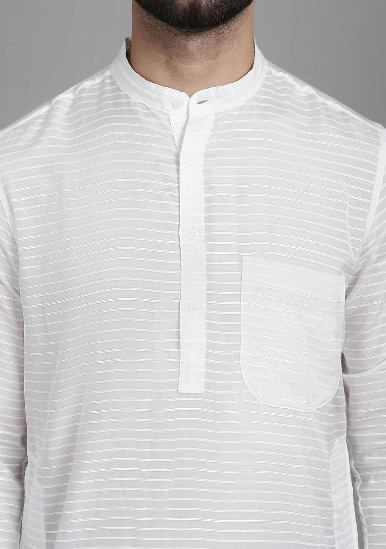 Magenta Pink Solid Cotton Kurta For Men