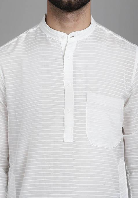 Magenta Pink Solid Cotton Kurta For Men