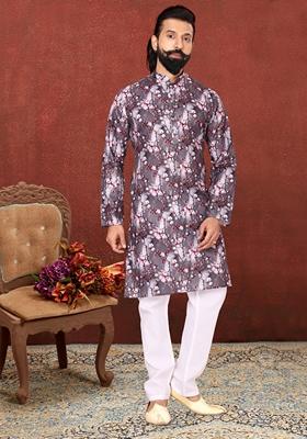 Multi Solid Cotton Kurta Set For Men