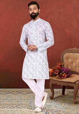 Multi Solid Cotton Kurta Set For Men