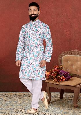 Multi Solid Cotton Kurta Set For Men