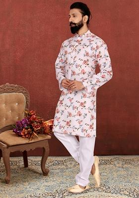 Multi Solid Cotton Kurta Set For Men