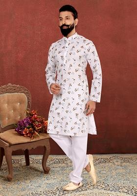 Multi Solid Cotton Kurta Set For Men