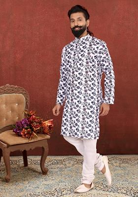 Multi Solid Cotton Kurta Set For Men