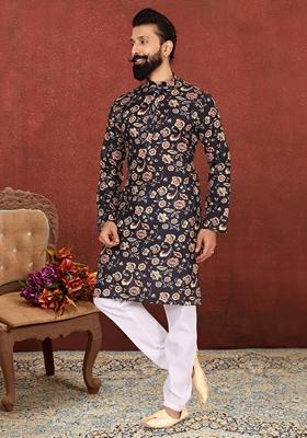 Multi Solid Cotton Kurta Set For Men