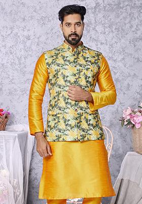 Multi Embroidered Cotton Nehru Jacket For Men