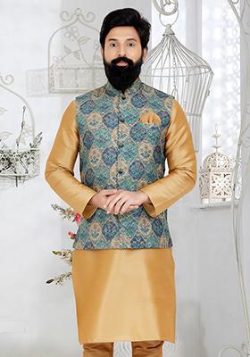 Multi Embroidered Polyester Nehru Jacket For Men