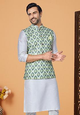 Multi Embroidered Polyester Nehru Jacket For Men