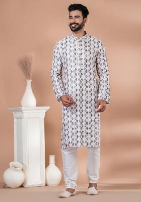 Multi Solid Cotton Kurta Set For Men