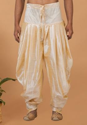 Gold Solid Banarasi Silk Bottom For Men
