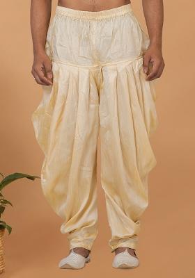 Gold Solid Banarasi Silk Bottom For Men