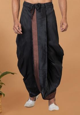 Black Solid Banarasi Silk Bottom For Men