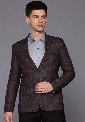 Black Solid Viscose Blazer For Men