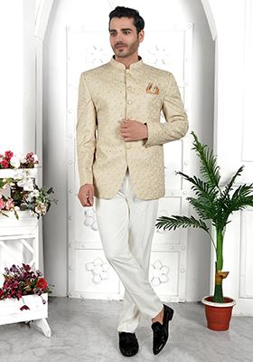 Pista Green Embroidered Silk Bandhgala For Men