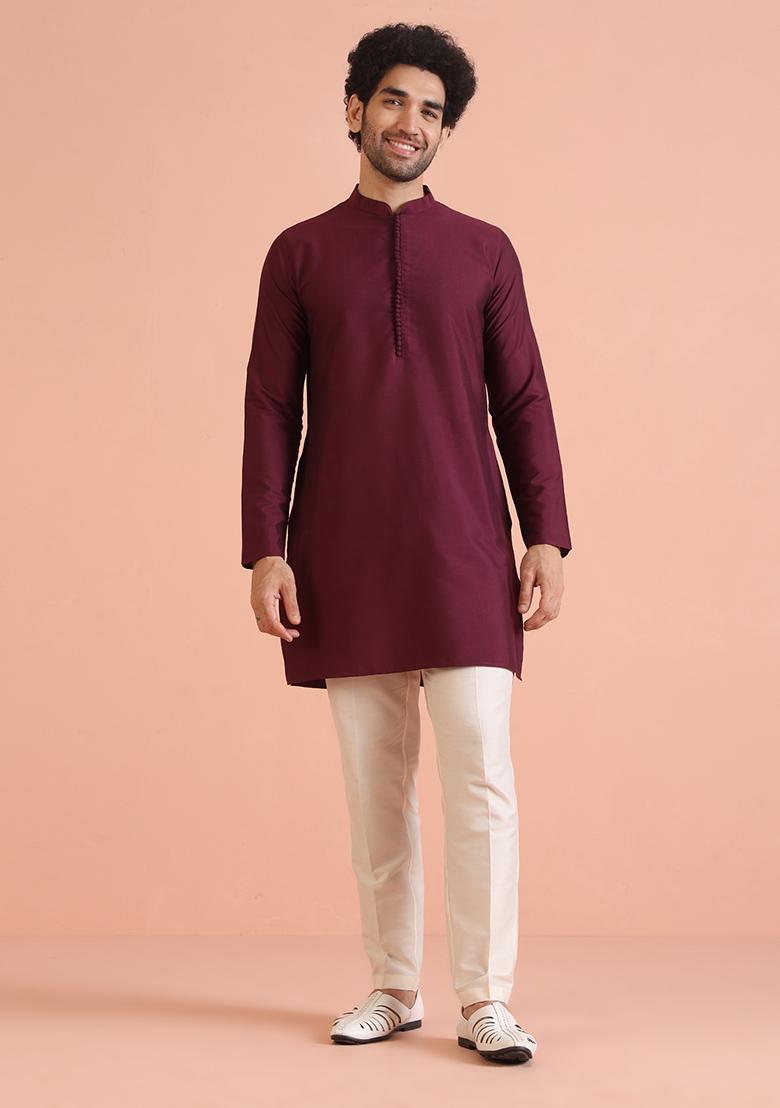 Navy Blue Embroidered Jacquard Nehru Jacket Set For Men