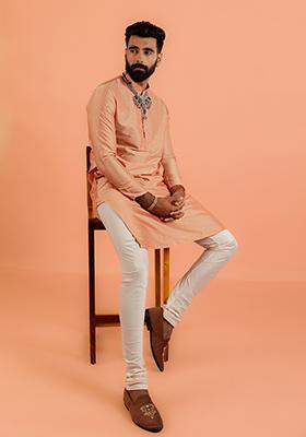 Coral Solid Cotton Kurta Set For Men
