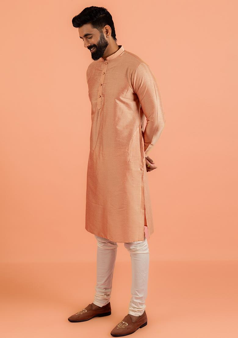 Coral Solid Cotton Kurta Set For Men