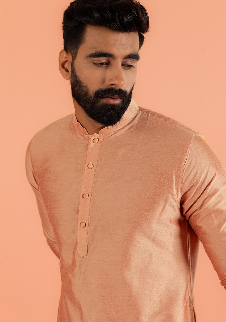 Coral Solid Cotton Kurta Set For Men