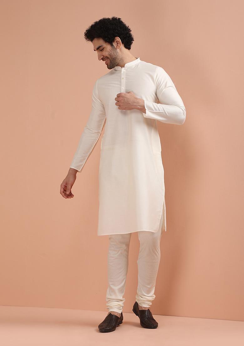 Yellow Solid Cotton Indo Western Sherwani Set For Men