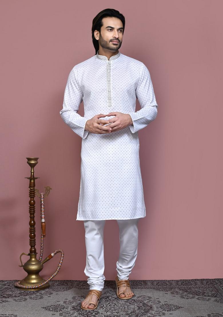 Brown Printed Cotton Kurta Set For Men