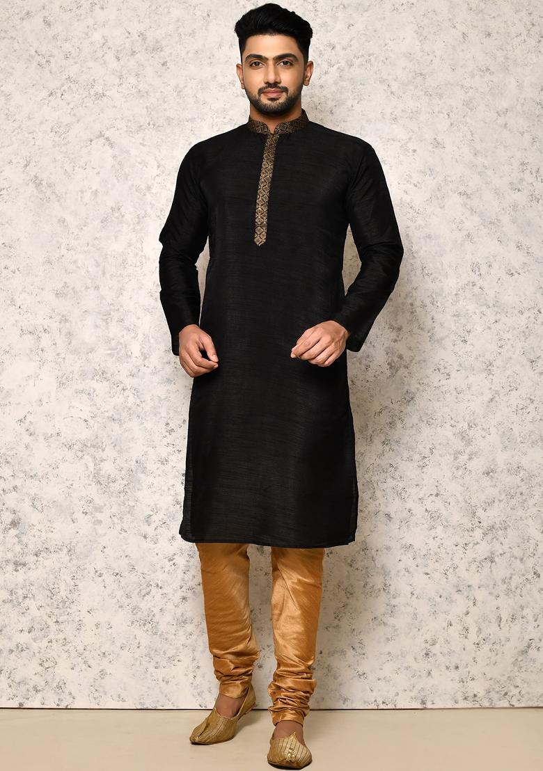 Grey Woven Silk Bandhgala Set For Men
