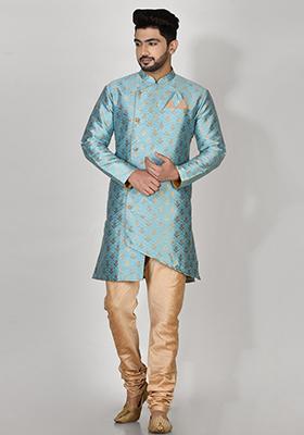 Firozi Printed Jacquard Kurta Set For Men