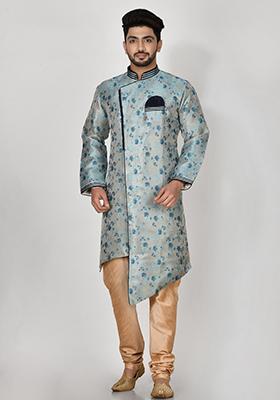 Firozi Embroidered Jacquard Kurta Set For Men