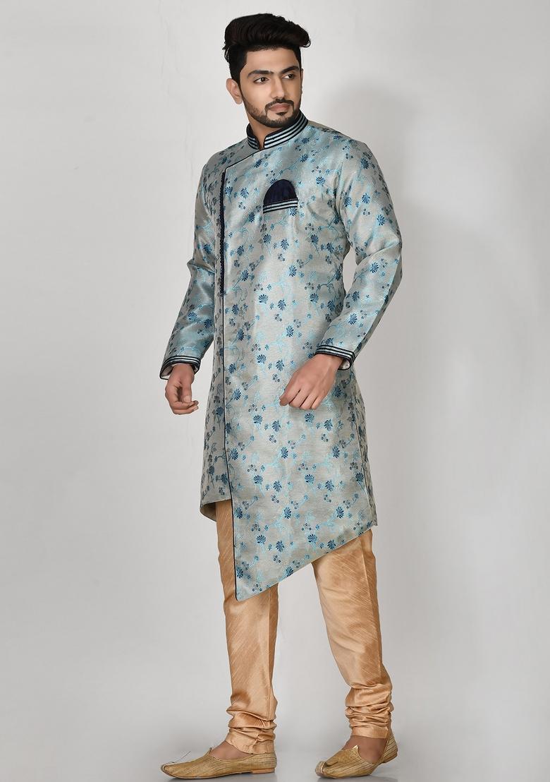 Firozi Embroidered Jacquard Kurta Set For Men