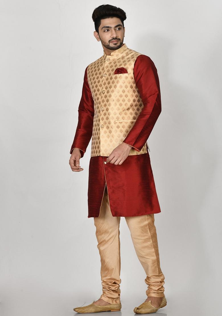 Multi Printed Jacquard Kurta Set For Men