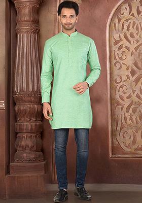 Pastel Solid Cotton Blend Kurta For Men