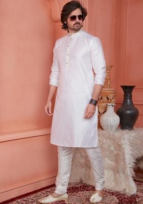 Baby Pink Pintux Work Jacquard Kurta Set For Men