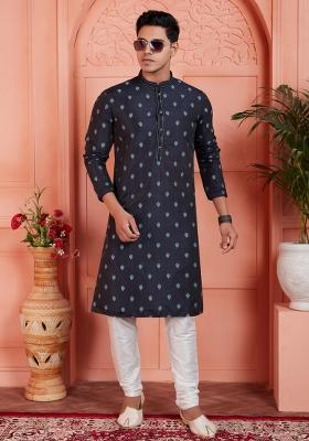 Violet Pintux Work Jacquard Kurta Set For Men