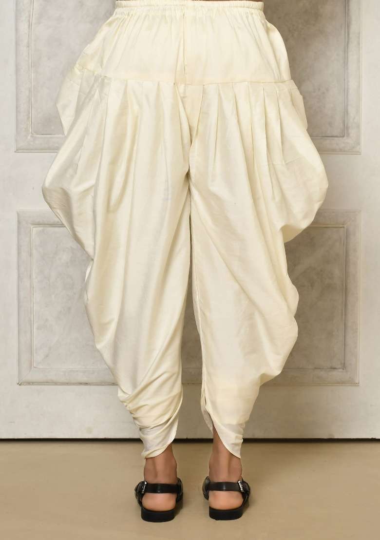Ivory Embroidered Jacquard Indo Western Sherwani Set For Men - Indya