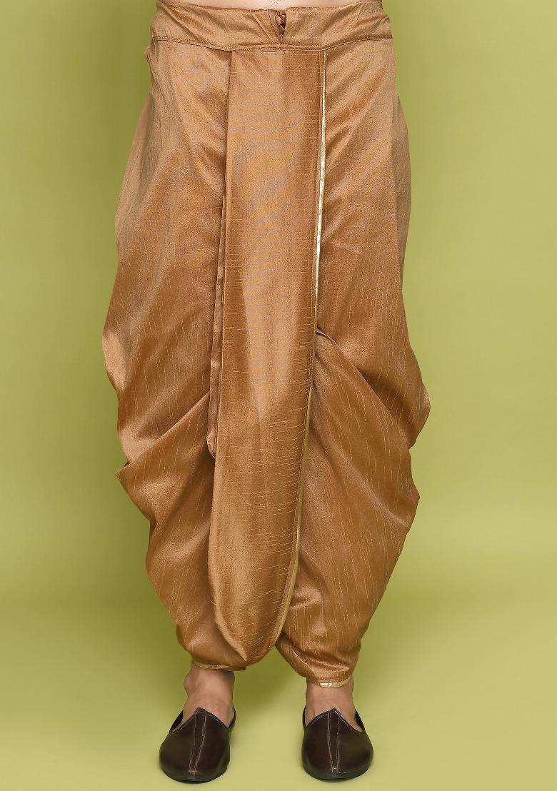 Peach Embroidered Jacquard Indo Western Sherwani Set For Men