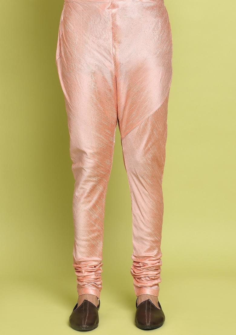 Pink Embroidered Jacquard Indo Western Sherwani Set For Men