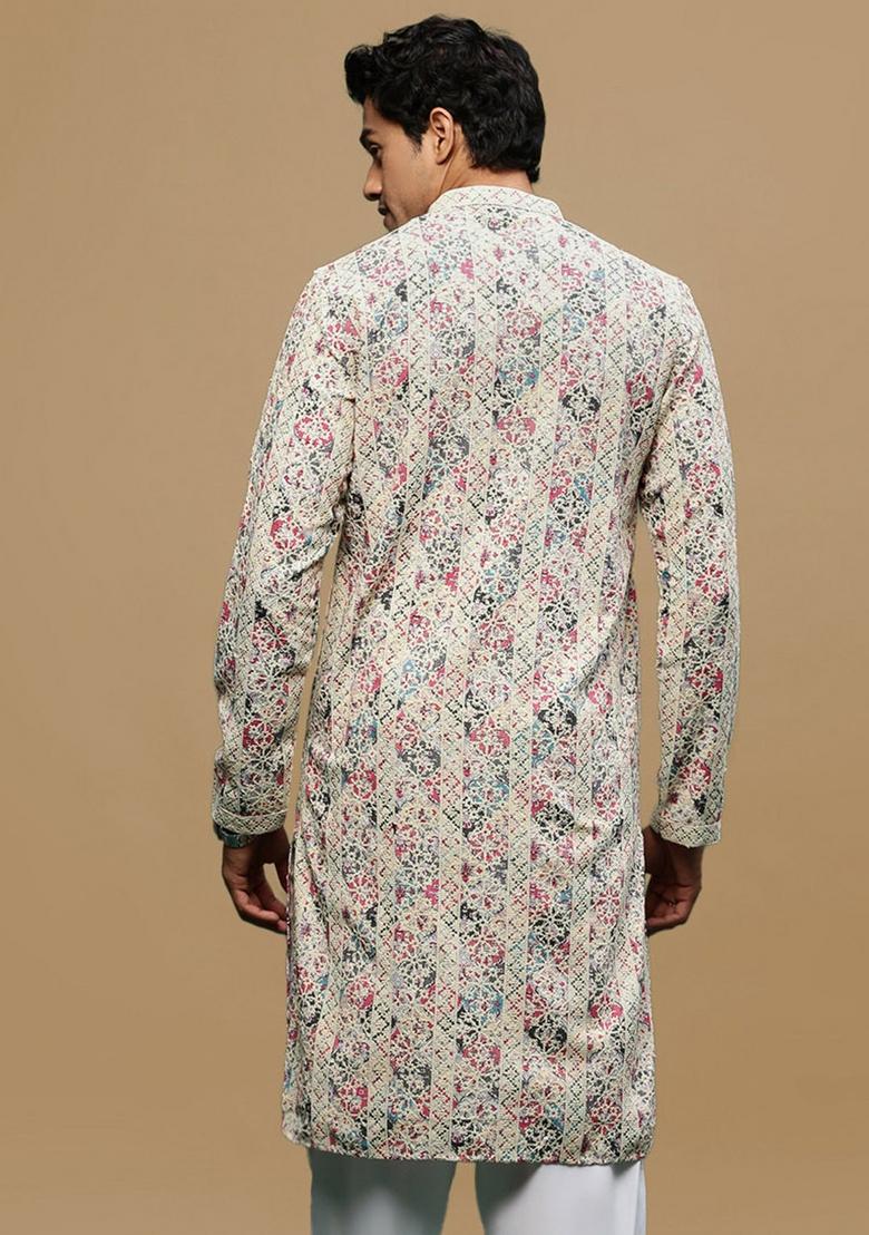 Blue Chikankari Cotton Kurta For Men
