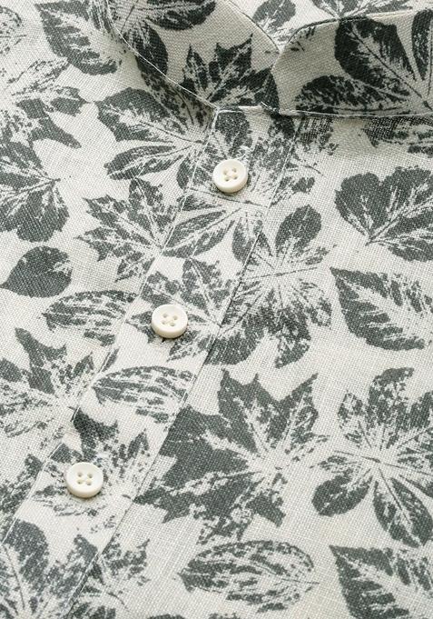 Green Printed Linen Cotton Kurta Sets For Men