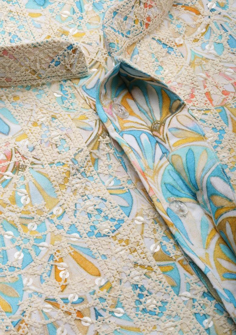 Yellow Chikankari Cotton Kurta Sets For Men