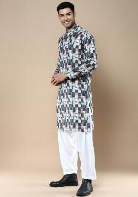 Multi Printed Linen Cotton Kurta Sets For Men