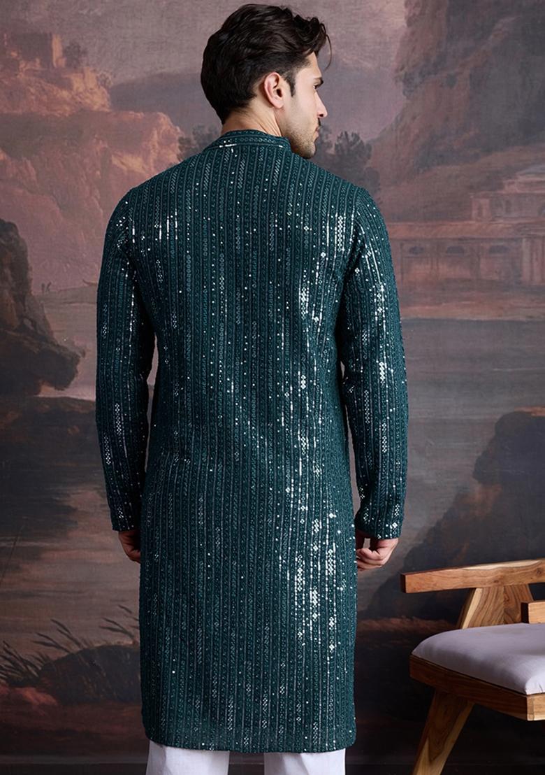 Firozi Chikankari Cotton Kurta For Men