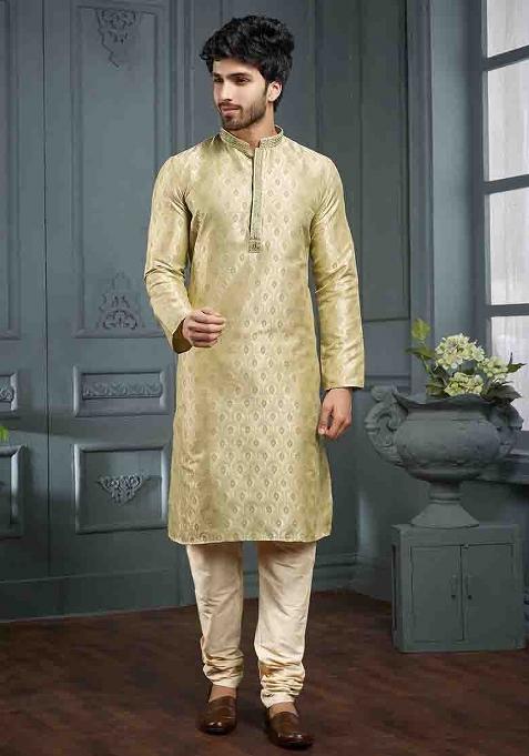 Multicolor Jacquard Jacquard Kurta Set For Men