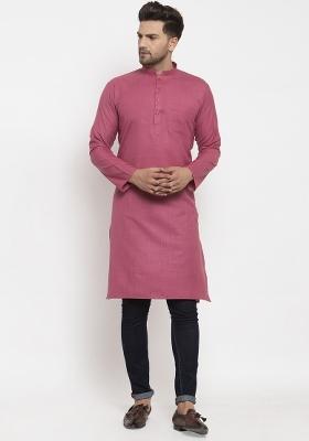 Coral Solid Cotton Blend Kurta For Men